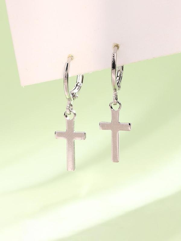 Unisex Street Trend Cross Design Dangle Earrings, 1 Pair Vintage Trendy Dangle Earrings, Chic Gorgeous Jewelry As Gift for Girlfriend & Boyfriend 6