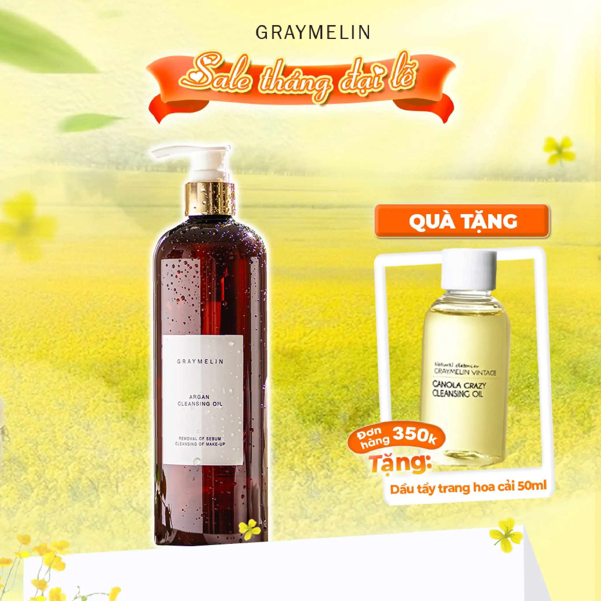 Dầu Tẩy Trang Graymelin Argan Cleansing Oil 500ml giúp làm sạch và Cấp Ẩm Cho Da