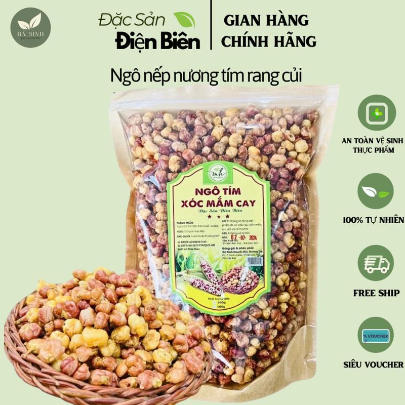   Hàng Loại 1 Ngô nếp nương tím rang củi Điện Biên vị bò lá chanh vị sóc mắm vị cay vị mật ong ngô mộc gói 500g Ăn Vặt 