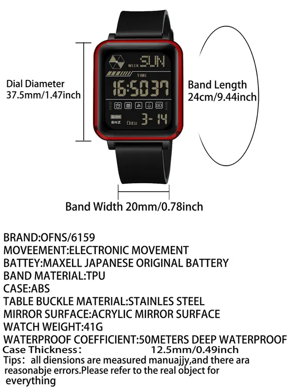 Men's Sportive Digital Watch, Fashionable Digital Watch with Luminous Dial & Waterproof Feature, Trendy Watch for Men for Father's Day Gift with Box 1
