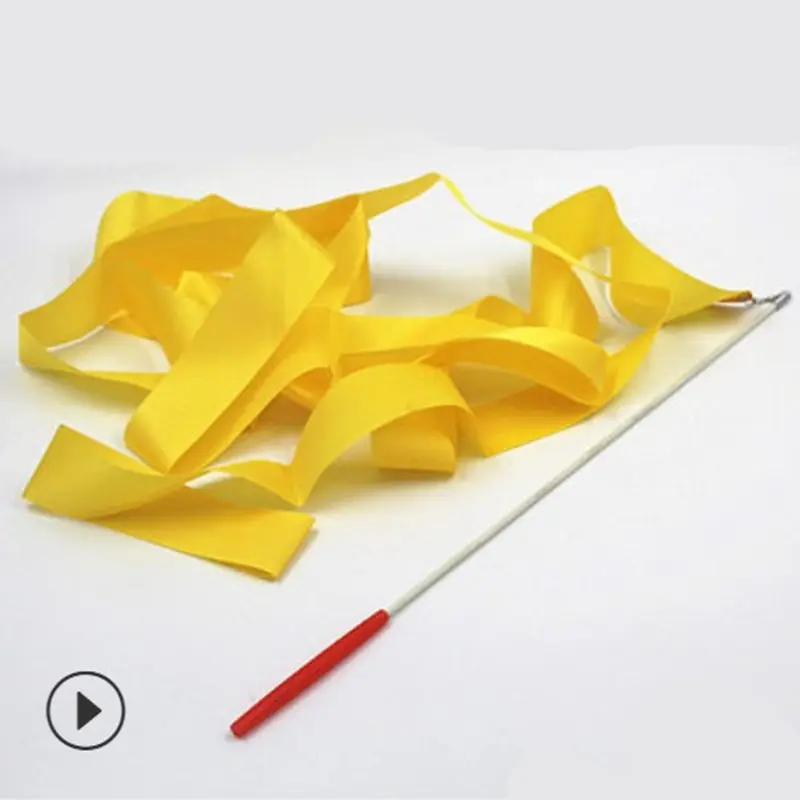 6M Colorful Gym Ribbons Dance Ribbon Rhythmic Art Gymnastics Ballet Streamer Twirling Rod Rainbow Stick Training