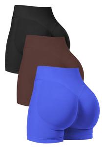 Women's Solid Color Scrunch Sports Shorts, Breathable Comfortable High Stretch Seamless Yoga Shorts, Ladies Sportswear for Indoor Outdoor Wear