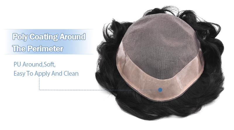 Product Introduction of K.S WIGS Fine Mono Human Hair Wig Men Toupee 120% Density Natural Wig Hair System Human Hair Toupee 1B# for Men Male Wig Hair 8