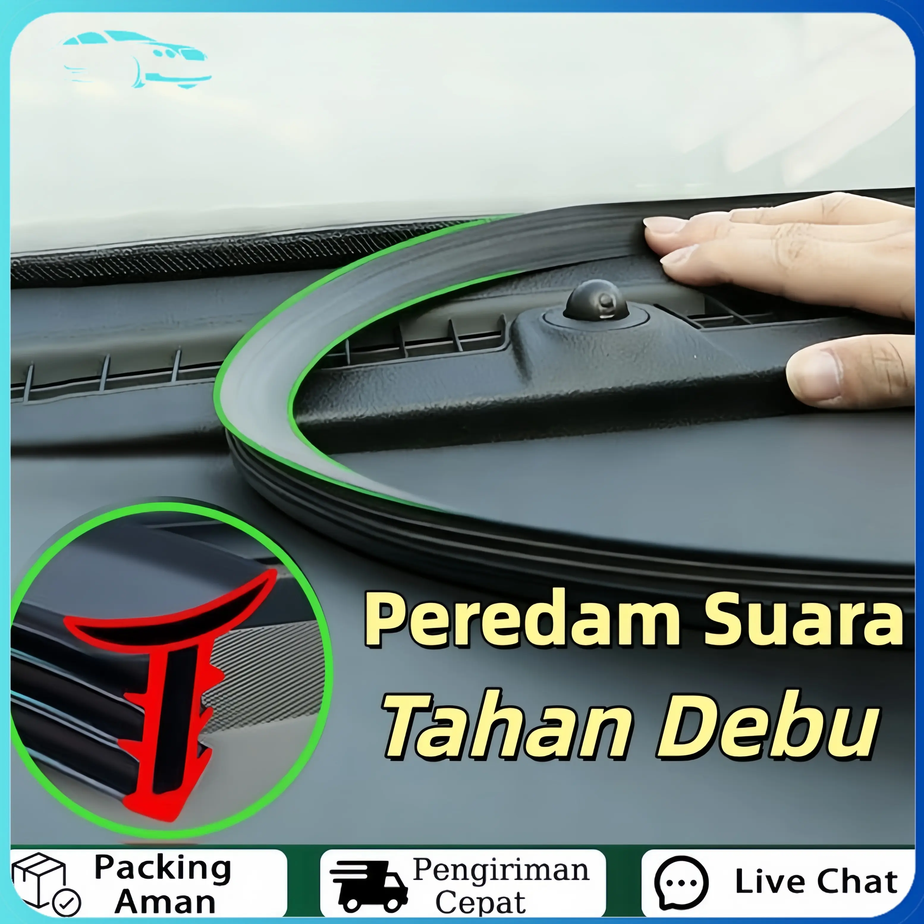 Mobildage 1.6M Karet seal panel tengah mobil, karet seal kaca depan dashboard/karet seal dashboard mobil, mengurangi kebisingan dan debu Car Kendaraan