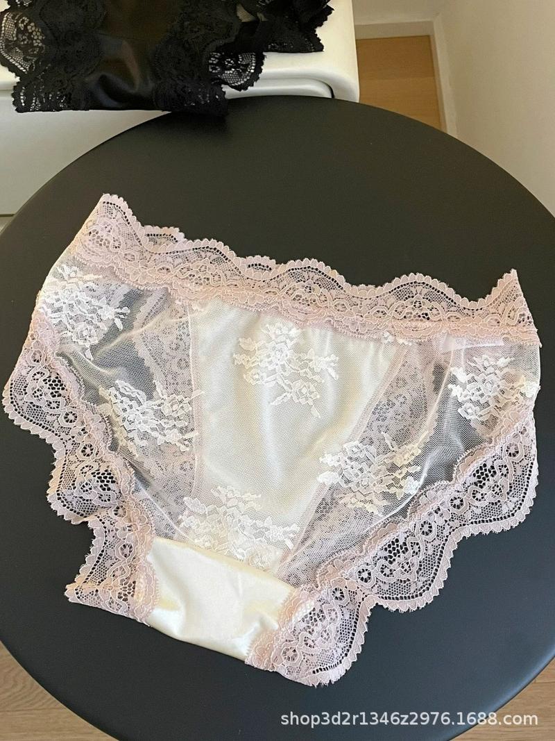 Product Introduction of Thin Satin Sexy Panties Lace Low-Waist Breathable Briefs 16