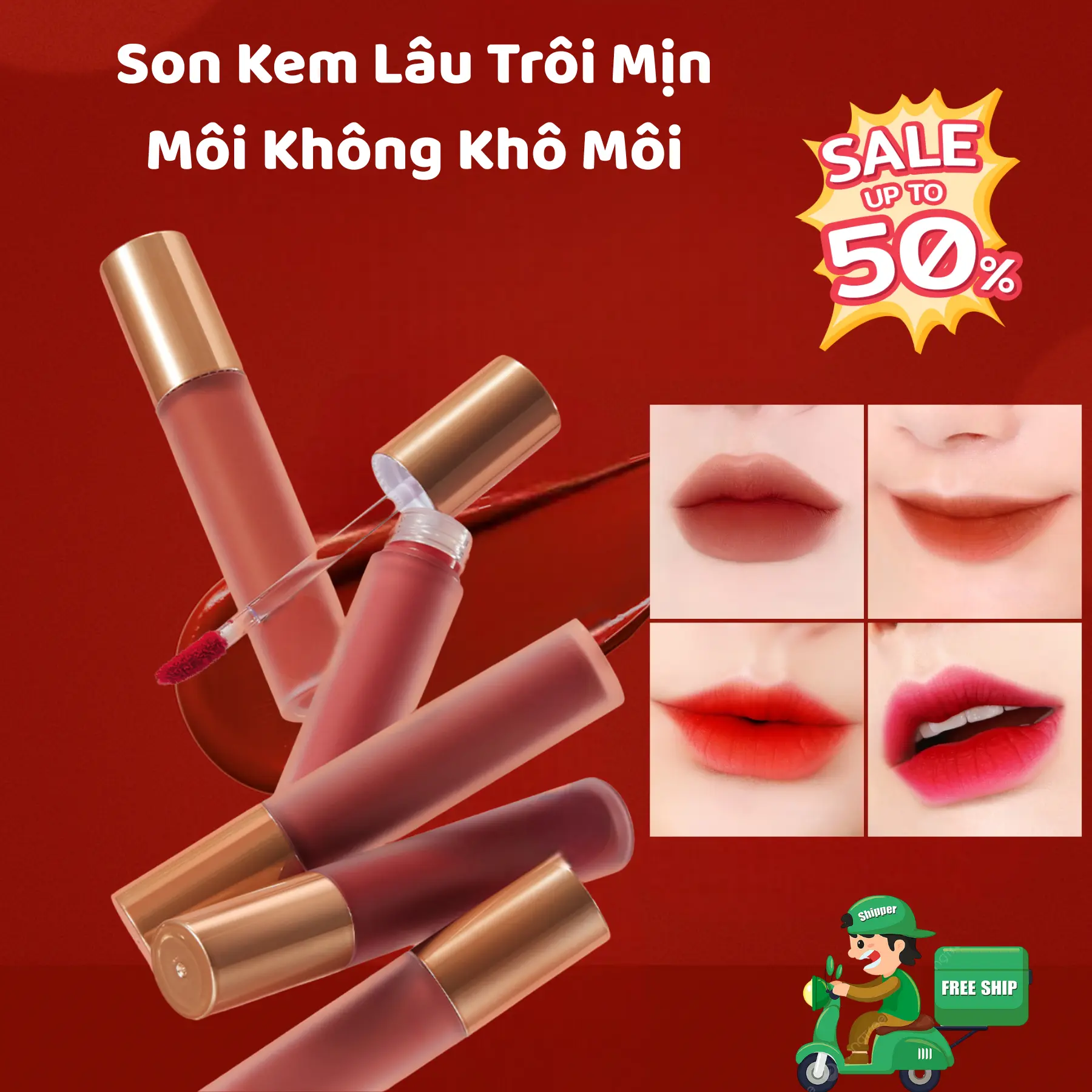 [SALE] Son Kem Lì Lâu Trôi Mịn Môi Không Khô Môi