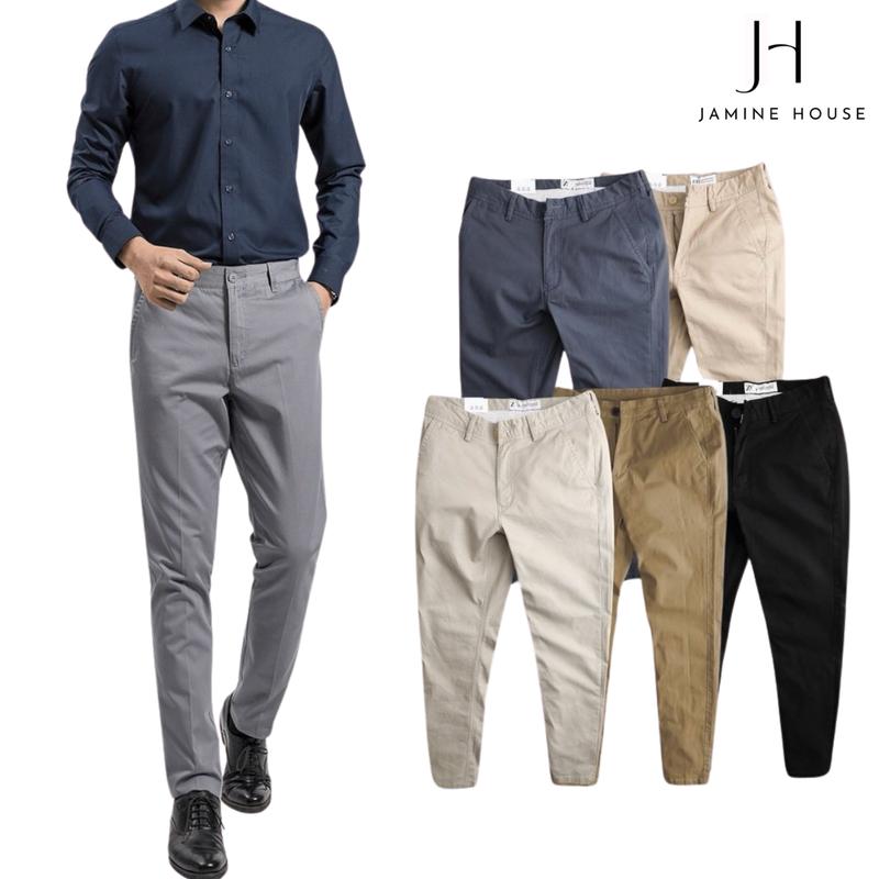Quần dài kaki JAMINE HOUSE Nam ống suông chất dày dặn đi làm công sở văn phòng dự tiệc sang trọng thoáng mát đủ màu jamine house Menswear Có Túi