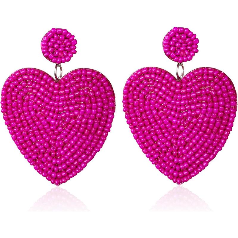 Beaded Decorative Drop Hoop Earrings Beaded Decorative Drop Hoop Earrings