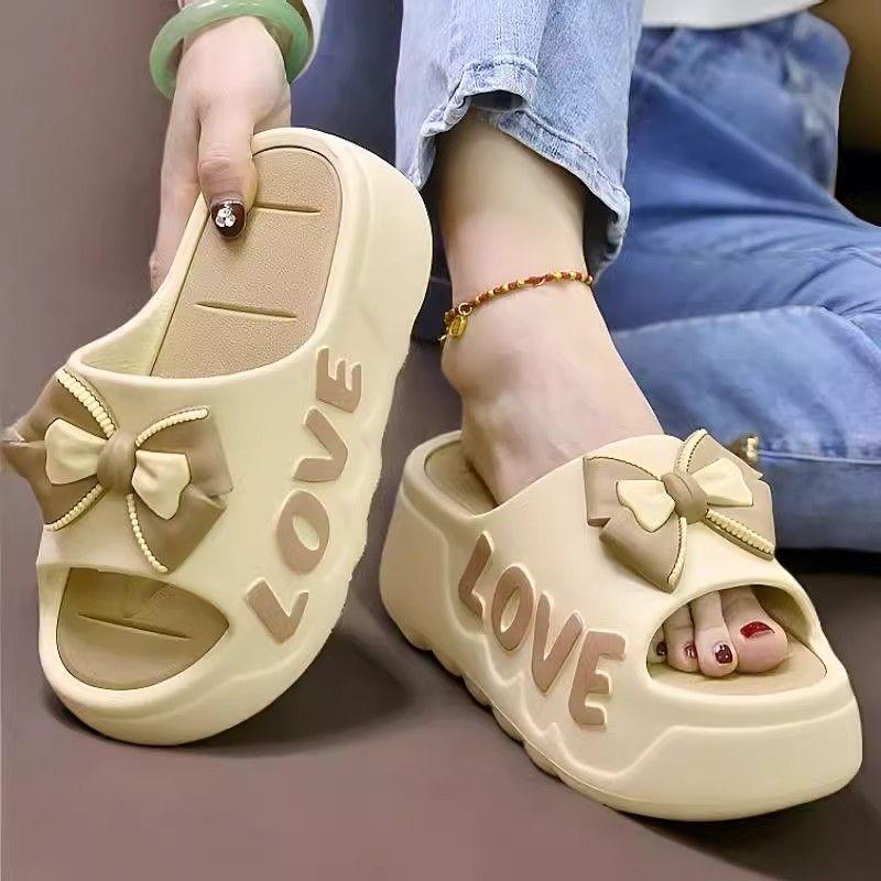 Dép Đế Bánh Mì, Giày Nữ Mùa Hè, Cao Gót, Nội Thất Gia Đình, Thời Trang, Thắt Nơ, Dép Đi Trong Nhà Tắm, Tăng Chiều Cao, Không Trơn Trượt, Có Thể Đeo Ngoài Trời, Tỷ Lệ Mua Lại 53%, Năm 2025 6