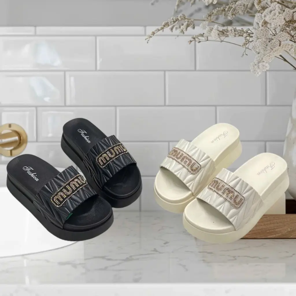 Dép quai ngang nữ MUMU đế cao 5 cm-FORM NHỎ (Mã 1958)Thời trang mới 2025 DéP Nhung（miễn phí vận chuyển） GiàY Shoes