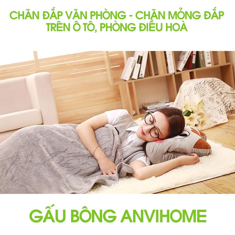 Chăn ngủ văn phòng, chăn lông thỏ đắp phòng điều hoà, đắp trên xe ô tô, spa ANVIHOME (KT 1m1x1m6 và 1m6x2m)