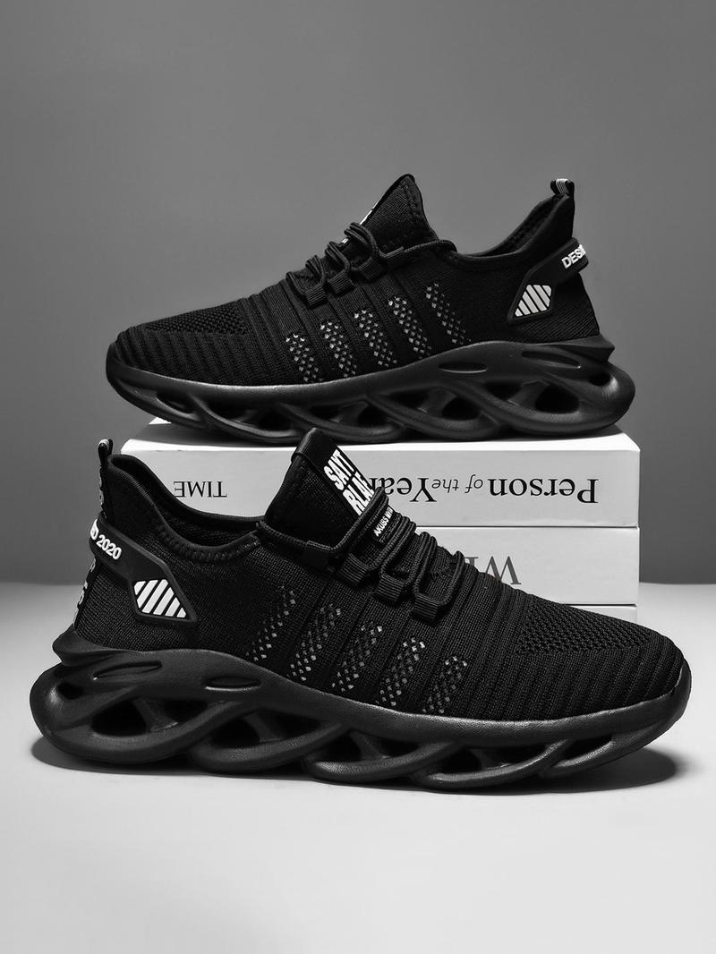 Product Introduction of Men's Fashionable Blade Sole Design Low Top Sneakers, Casual Comfortable Breathable Sports Running Shoes, Male All-match Round Toe Shoes for Daily Wear, Designer Shoes 1