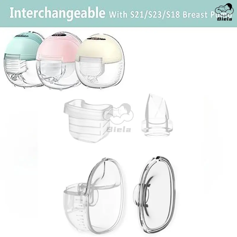 [New]Wearable Breast Pump Accessories, Replacement Pump Parts Flange 24mm/27mm Duckbill Valve Silicone Diaphragm Milk Collector Cup Compatible with MOMMED S18 S21