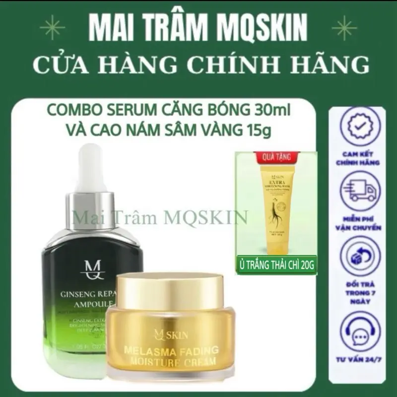 [ TẶNG Ủ TRẮNG THẢI CHÌ 20g ] M Q SKIN -COMBO NÁM GỒM CAO NÁM 15g+ SERUM CĂNG BÓNG 30ml-Hổ trợ cải thiện làn Nám cấp ẩm nuôi dưỡng da căng bóng.