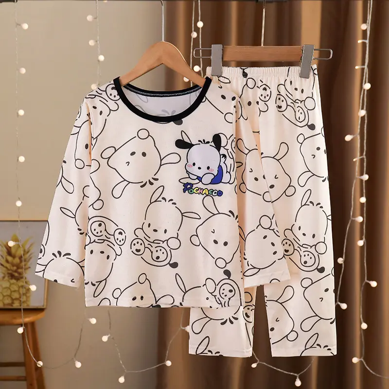 Children's Pajamas Spring and Autumn Girls' Pajamas Long Sleeve Kid's Cartoon Baby Medium and Big Children Boys' Homewear Suit