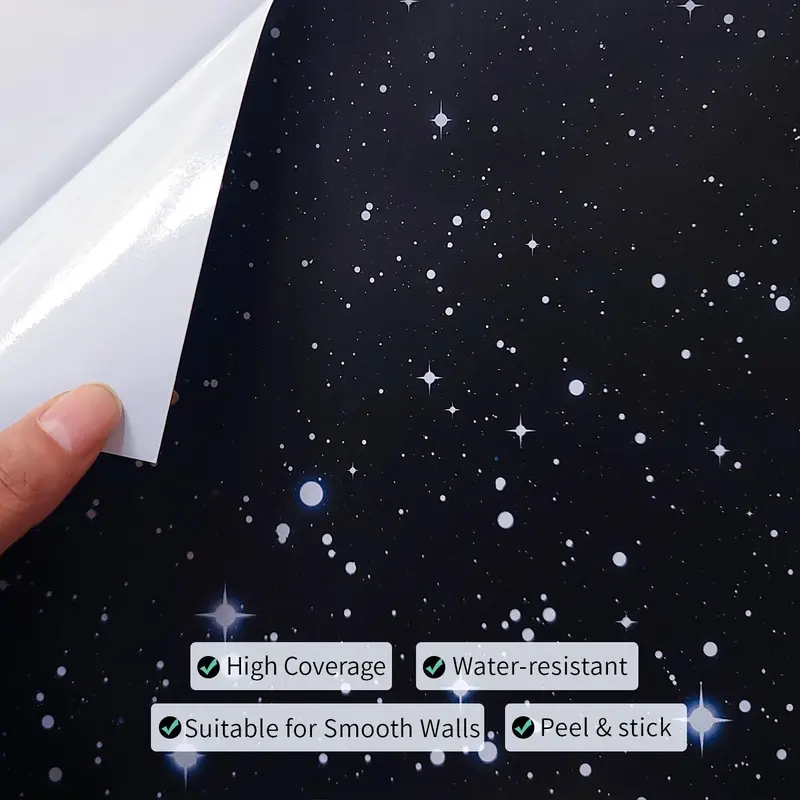 Starry Sky Pattern Wallpaper, 1 Count Self Adhesive Removable Waterproof Wallpaper, Decorative Wall Sticker for Home Living Room Bedroom 7
