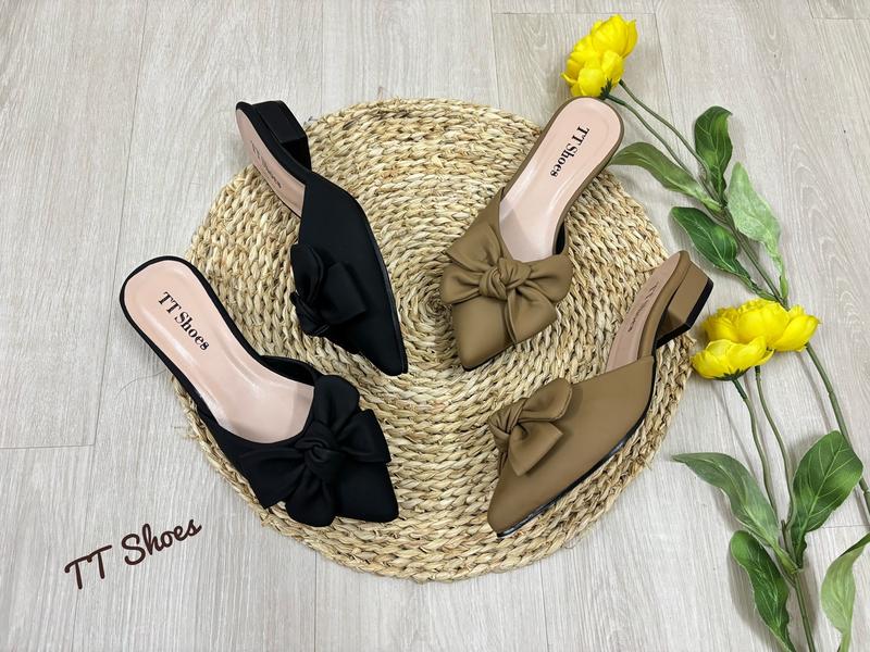 Product Introduction of ( form nhỏ mn tăng 1 size ạ ) Giày sục 2cm nơ phồng da sáp êm chân TT Shoes  2pSapphong 27