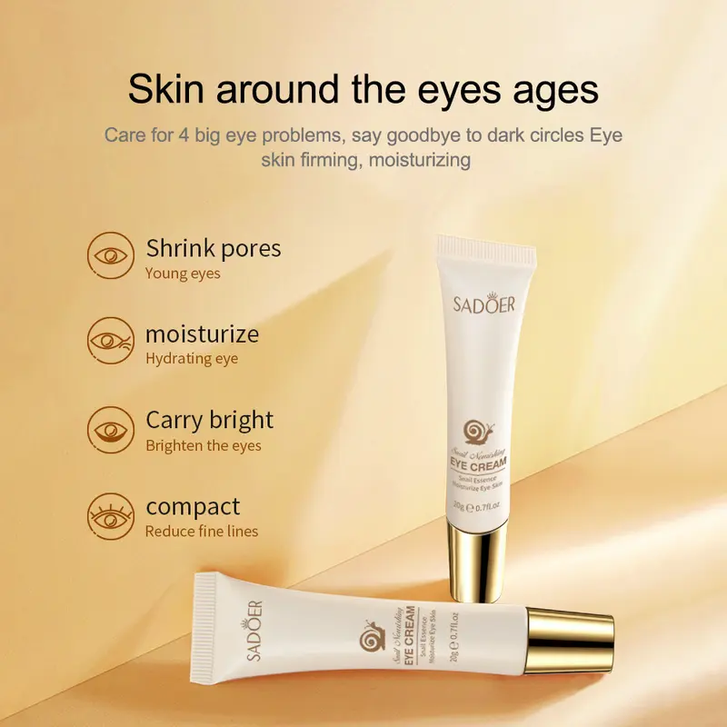 Kem Mắt Ốc Sên Collagen, SADOER, Hiệu Quả, Làm Sáng Quầng Thâm Và Túi, Gel, Chống Lão Hóa, Chống Bọng Và Nếp Nhăn, Tinh Chất Kem, Chăm Sóc Da 2