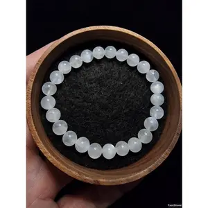 Gelang Batu White Moonstone Biduri Bulan Kualitas 3A 7mm B167