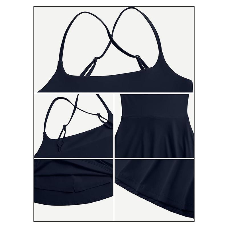 Product Introduction of Women 2-piece Outfit, Sleeveless Mini Tennis Dress with Shorts Athletic Golf  Summer Outfit 37
