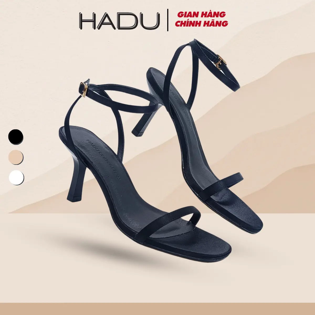 [Chân có bề ngang lên 1 size] Giày Sandal Cao Gót 7P HADU G731, Quai Ngang Dây Mảnh, Chất Liệu Cao Cấp, BH 12 Tháng Nữ DéP Shoes Cao Su Quai Hậu Jean Đế Bằng giày  cao