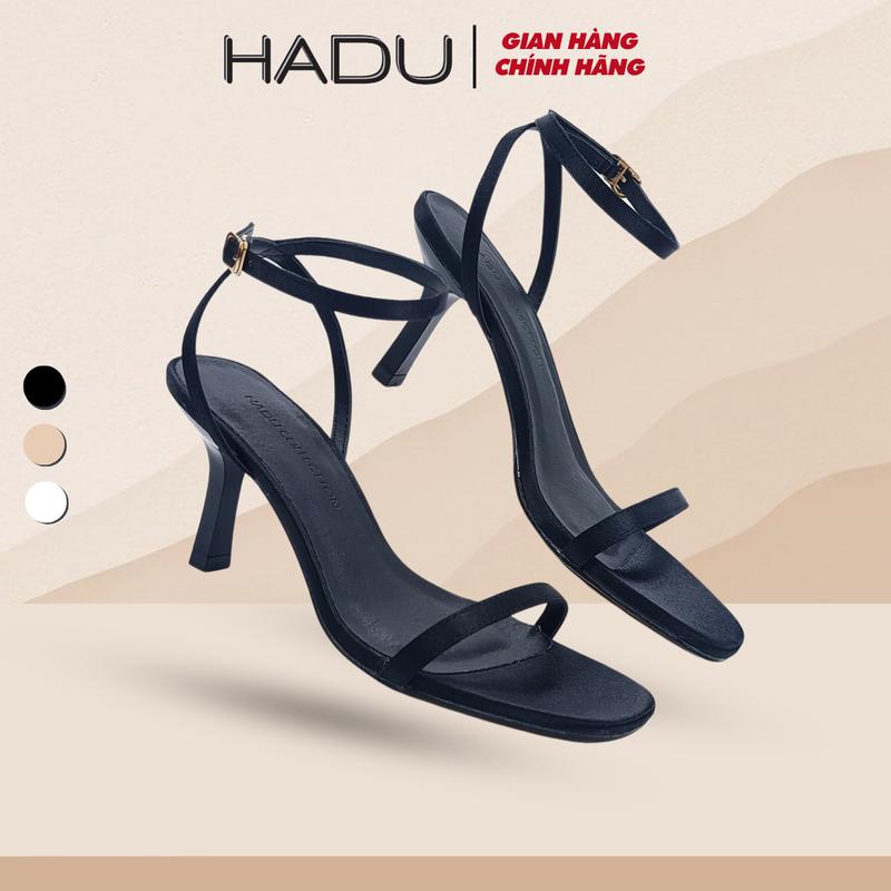 [Chân có bề ngang lên 1 size] Giày Sandal Cao Gót 7P HADU G731, Quai Ngang Dây Mảnh, Chất Liệu Cao Cấp, BH 12 Tháng Nữ DéP Shoes Cao Su Quai Hậu Jean Đế Bằng giày  cao