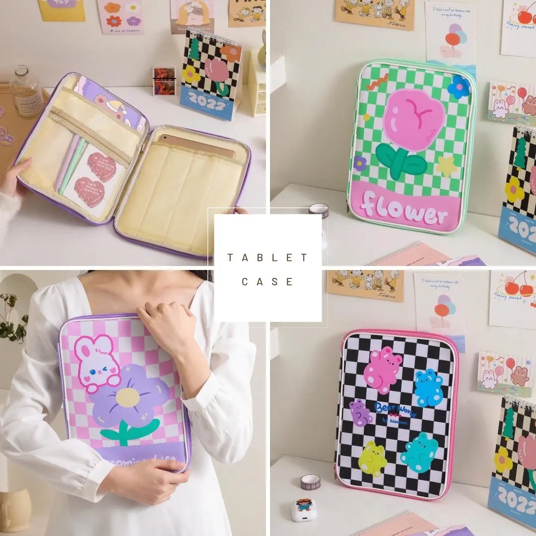 พร้อมส่งจากไทย กระเป๋าใส่แท็บเล็ต ปกหนา มีซิป ลายการ์ตูน TB01 ขนาด 9.7 – 11นิ้ว