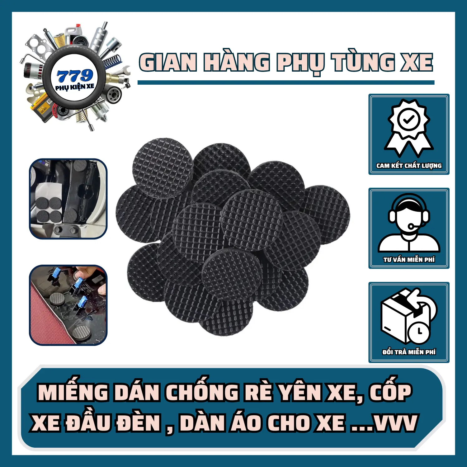 MIẾNG DÁN CHỐNG RÈ YÊN XE, CỐP XE ĐẦU ĐÈN , DÀN ÁO CHO XE ...VVV