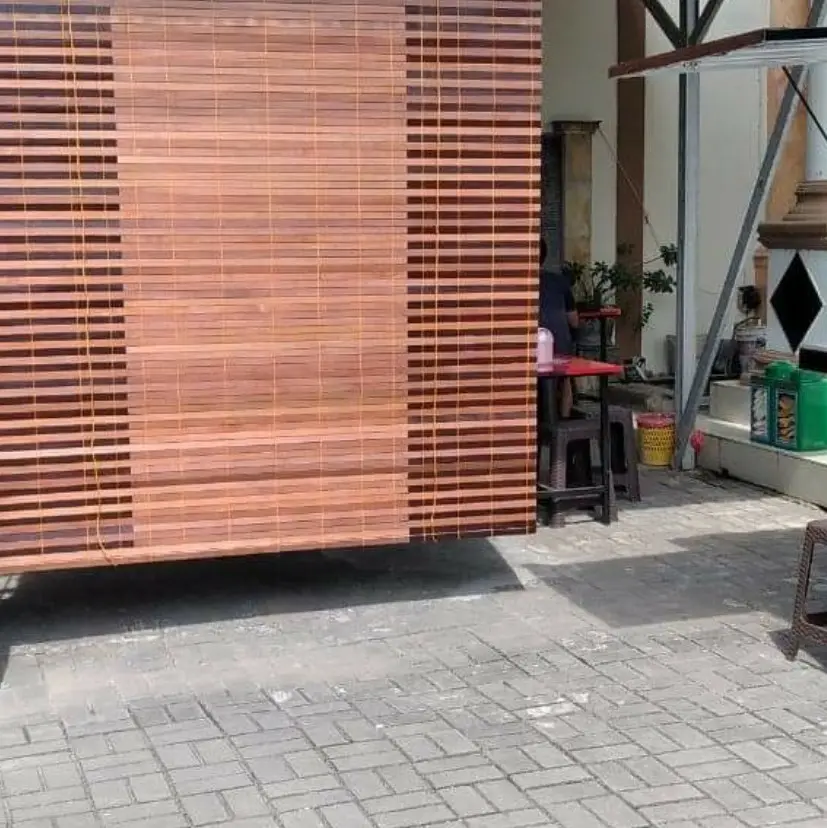 Tirai Krey Indoor Outdoor 1 x 1,5m +Tali Penggulung Tahan air Jendela Kotak-kotak