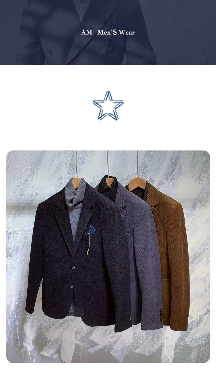 Product Introduction of Áo Khoác Vest Công Sở, Dáng Ôm, Chất Liệu Vải Nhung Kẻ, Phong Cách Anh Quốc, Dành Cho Nam, Hợp Xu hướng Phong Cách Hàn Quốc, Phong Cách Đường Phố Ruoshuai, Bộ Đồ Đơn Thường Ngày Người Nổi Tiếng Trên Internet 1