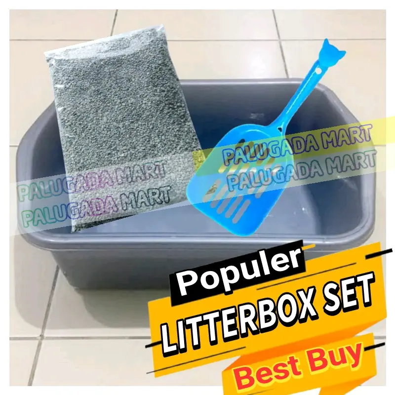 Bak pasir kucing 1paket murah Litterbox Sekop pasir1KG penghilang bau 2