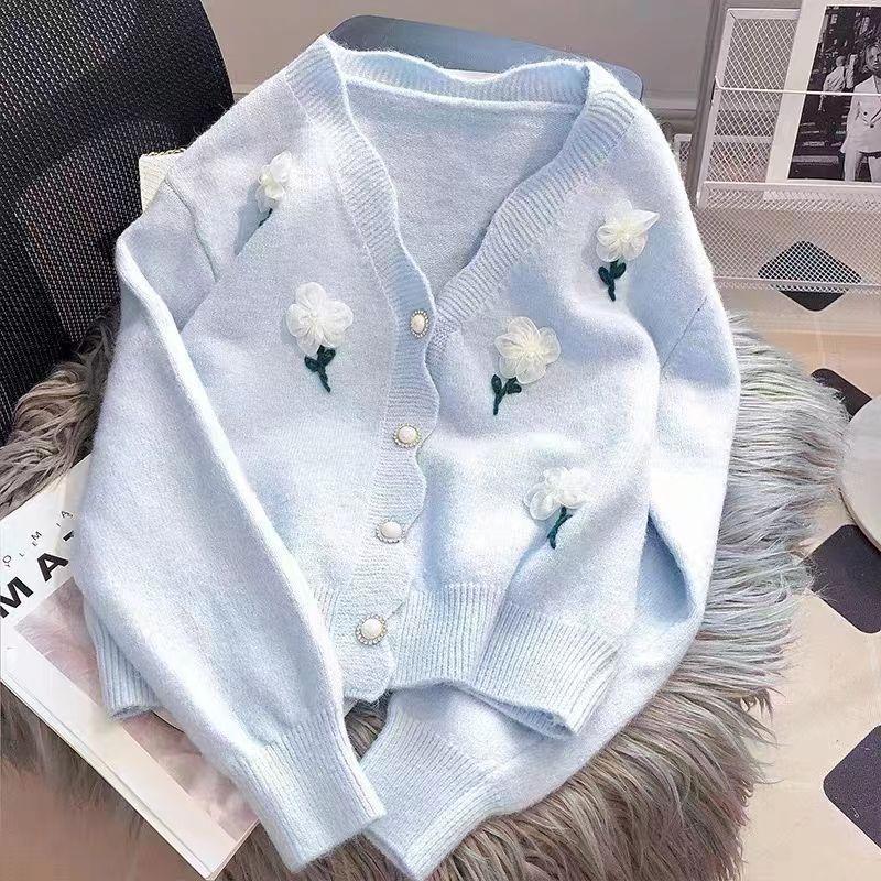 Áo Khoác Len Cardigan Dệt Kim, Phong Cách Phương Tây, Dáng Rộng Vừa Vặn, Có Thể Mặc Ngoài Trời, Phong Cách Thường Ngày Áo Mềm Mại Và Nếp, Dành Cho Nữ, Mùa Xuân Và Mùa Thu 2024, Phong Cách Hàn Quốc 5