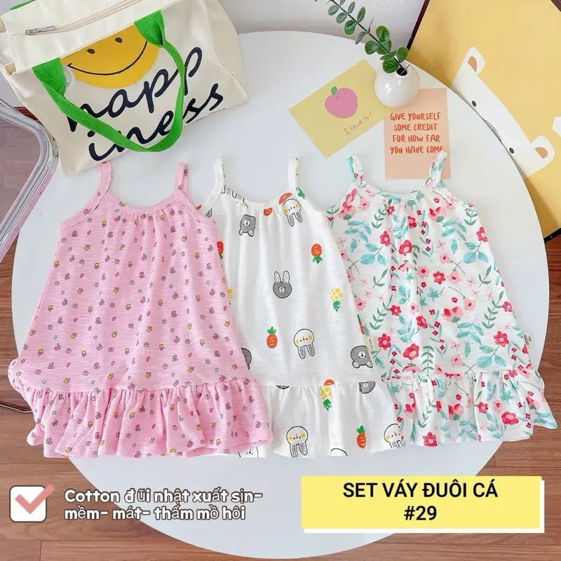 Cá 36 - Set 3 váy hai dây cotton dư xịn mát lịm 1