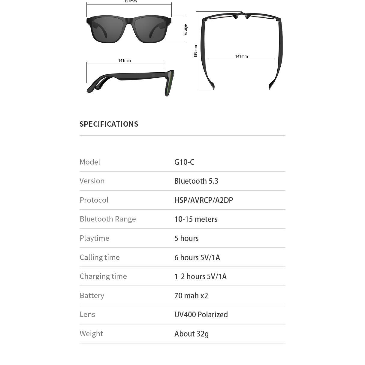 New Smart Glasses Wireless Bluetooth Hands-Free Talking Music Headset with Speaker Fashion Sunglasses Eyeglasses