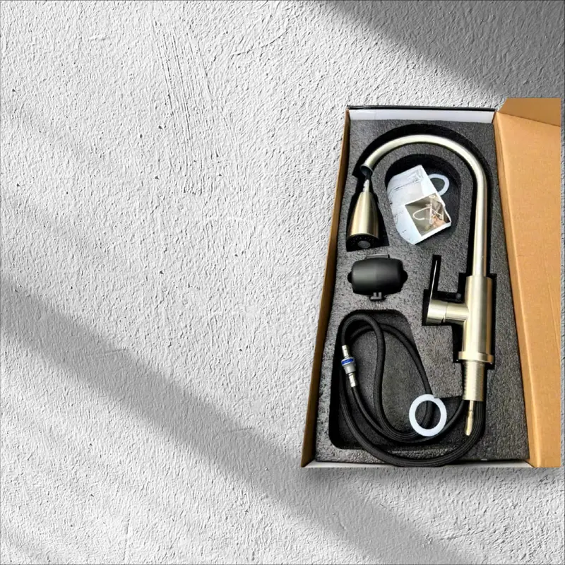 Vòi rửa chén nóng lạnh dây rút xoay 360 độ thân đồng thau Full chức năng xả chậu rửa hình cống  bồn ống  nước vòi  sen bát 7