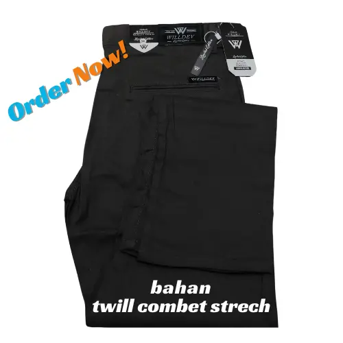 CELANA CHINOS PANJANG SLIMFIT BAHAN TWILL COMBET STRETCH MELAR Nyaman Skinny Pria Hitam Distro Dewasa Cowok Kantor Kerja Formal 8