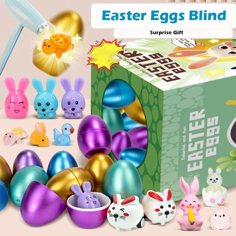 Product Introduction of Funny Cartoon Easter Eggs Blind Box Egg Rabbit Car Easter Gift Easter Toy Set Knock Colorful Eggs Surprise Toys Children 12