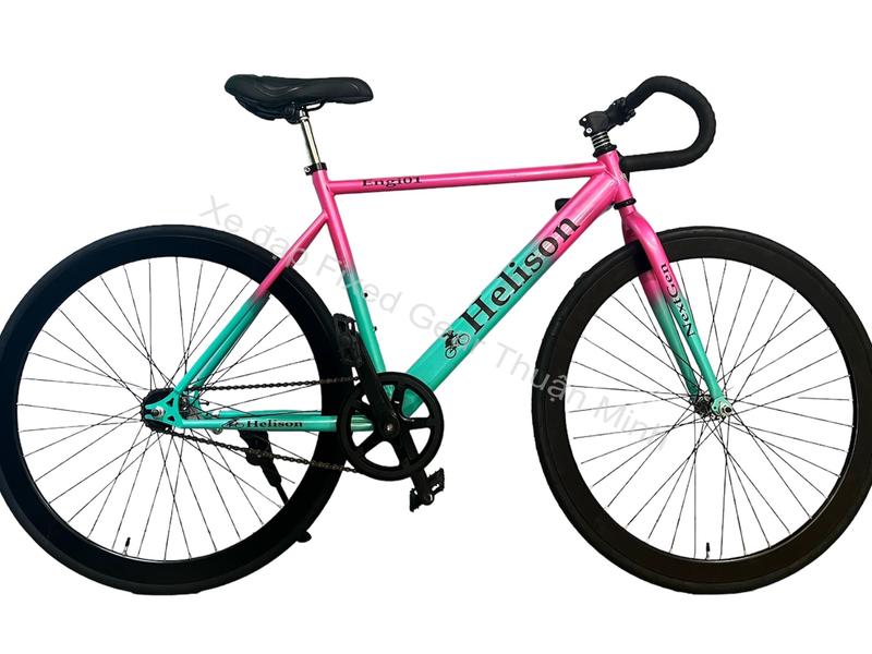 XE ĐẠP FIXED GEAR - SINGLE SPEED XANH HỒNG NEW 100%
