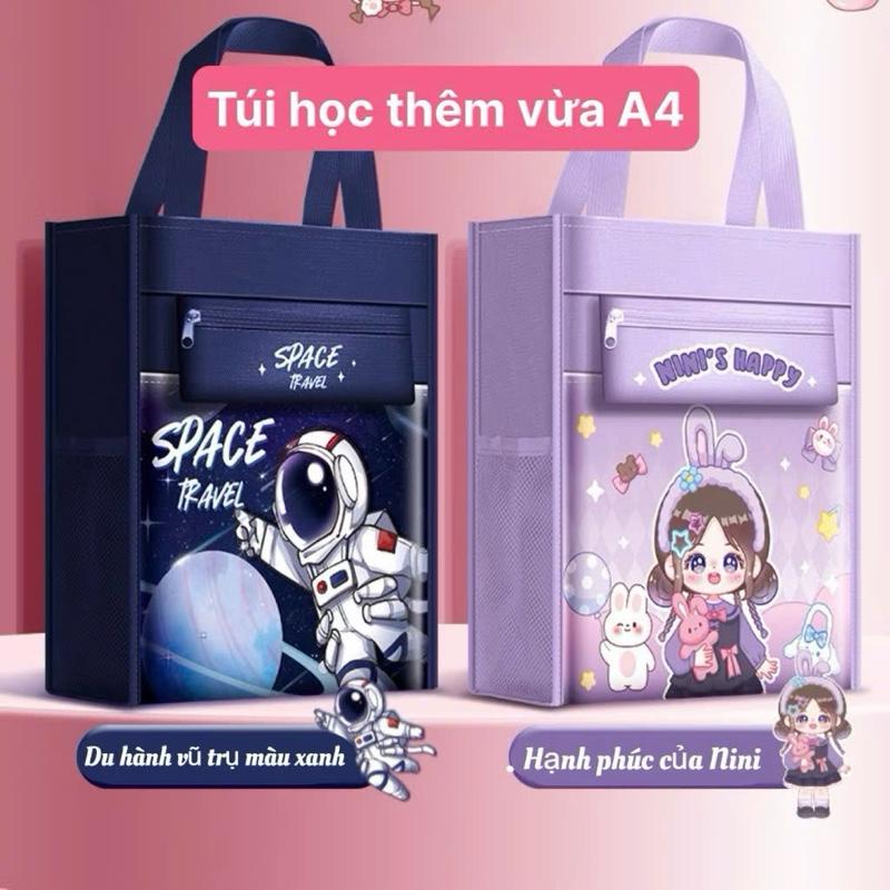  Túi xách học thêm hoạ tiết hoạt hình chống thấm nước nhẹ kích thước 32,5 * 28 * 10cm 
