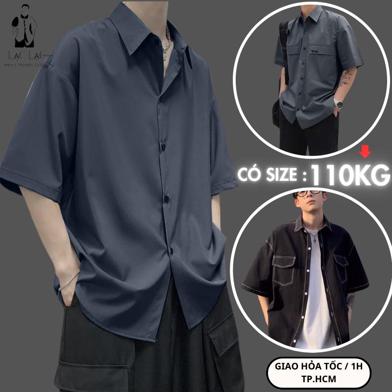 Áo sơ mi nam big size LẠC LẠC FFICIAL , sơ mi nam tay ngắn ,vải lụa mango form rộng , có size 100kg 0