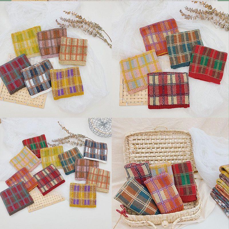 Product Introduction of Thermal Knitting Scarf Female Winter All-Matching Color Matching Plaid Neckerchief Cover Bandana Male and Female Baby Wool Bandana 20