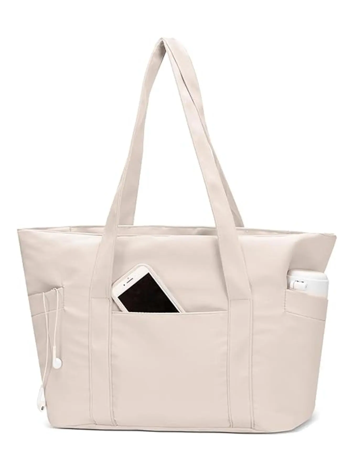Women's Solid Color Large Capacity Tote Bag, Fashionable Zipper Handbag for Daily Used, Casual Trendy Versatile High-quality Daily Commuting Bag