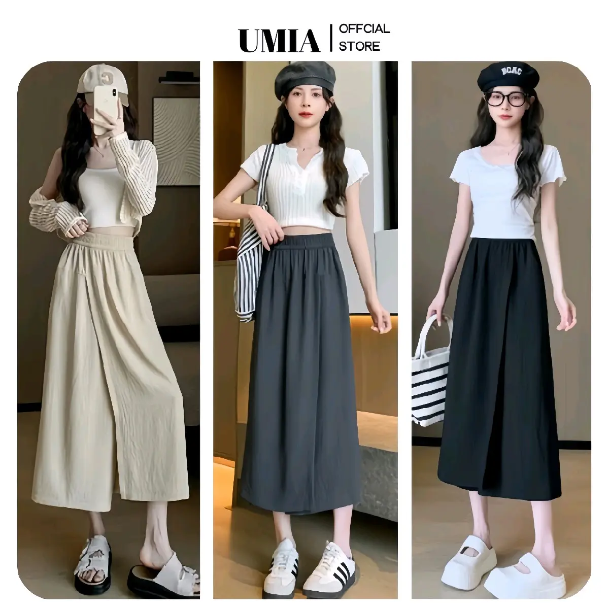 Quần Giả Váy BigSize Xẻ Tà Cao Cấp Nữ Quần Ống Rộng Cỡ Lớn Giúp Dáng Thon Gọn Women