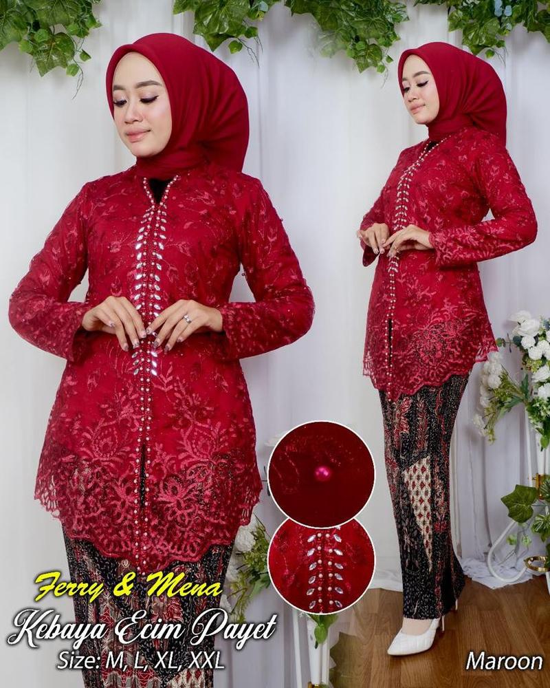 Product Introduction of Setelan Kebaya Wisuda | Kebaya Encim Payet Tile Mutiara | Kebaya Kondangan | Lamaran | Tunangan | Pager Ayu | Kebaya Sambut Besan | Kebaya Melayu | Kebaya Wanita | Kebaya Elegan 2