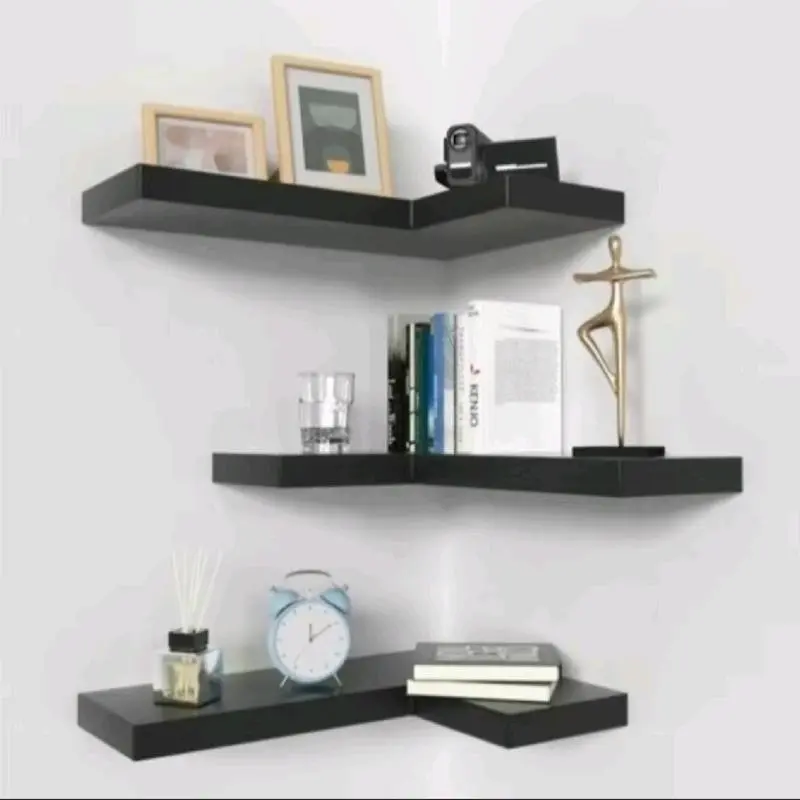 RAK AMBALAN SUDUT DINDING, RAK SIKU AESTHETIC Kayu Jati / mahoni Request warna Mk