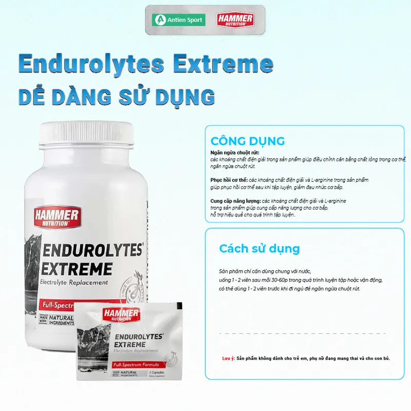Muối Bù Điện Giải Hammer Endurolytes's Extreme - bù nước và muối khoáng, phục hồi cơ thể 1