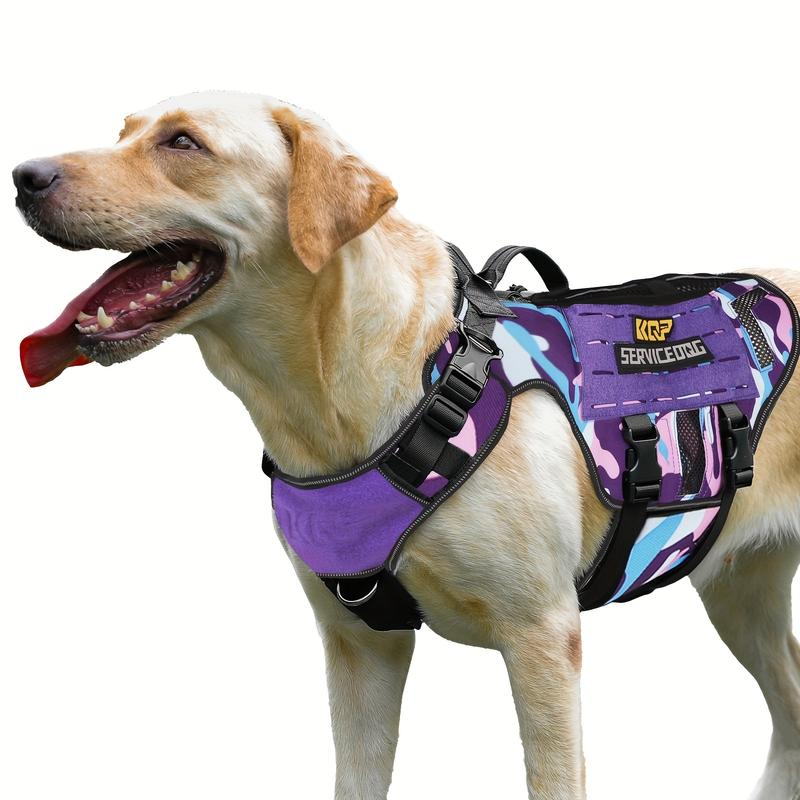 TikTok Shop No Pull Dog Harness Tactical Dog Harness Military Dog Vest With Adjustable Dog Harness For Large Dogs Service Dog Purple Camo