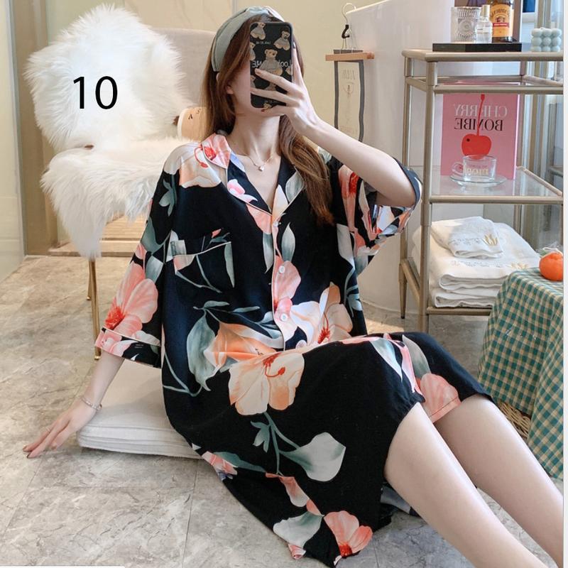 ️ Váy Sơ Mi Nữ Dài ️-  Váy ngủ nữ, đồ mặc nhà dài tay lỡ phong cách Hàn Quốc B68 2