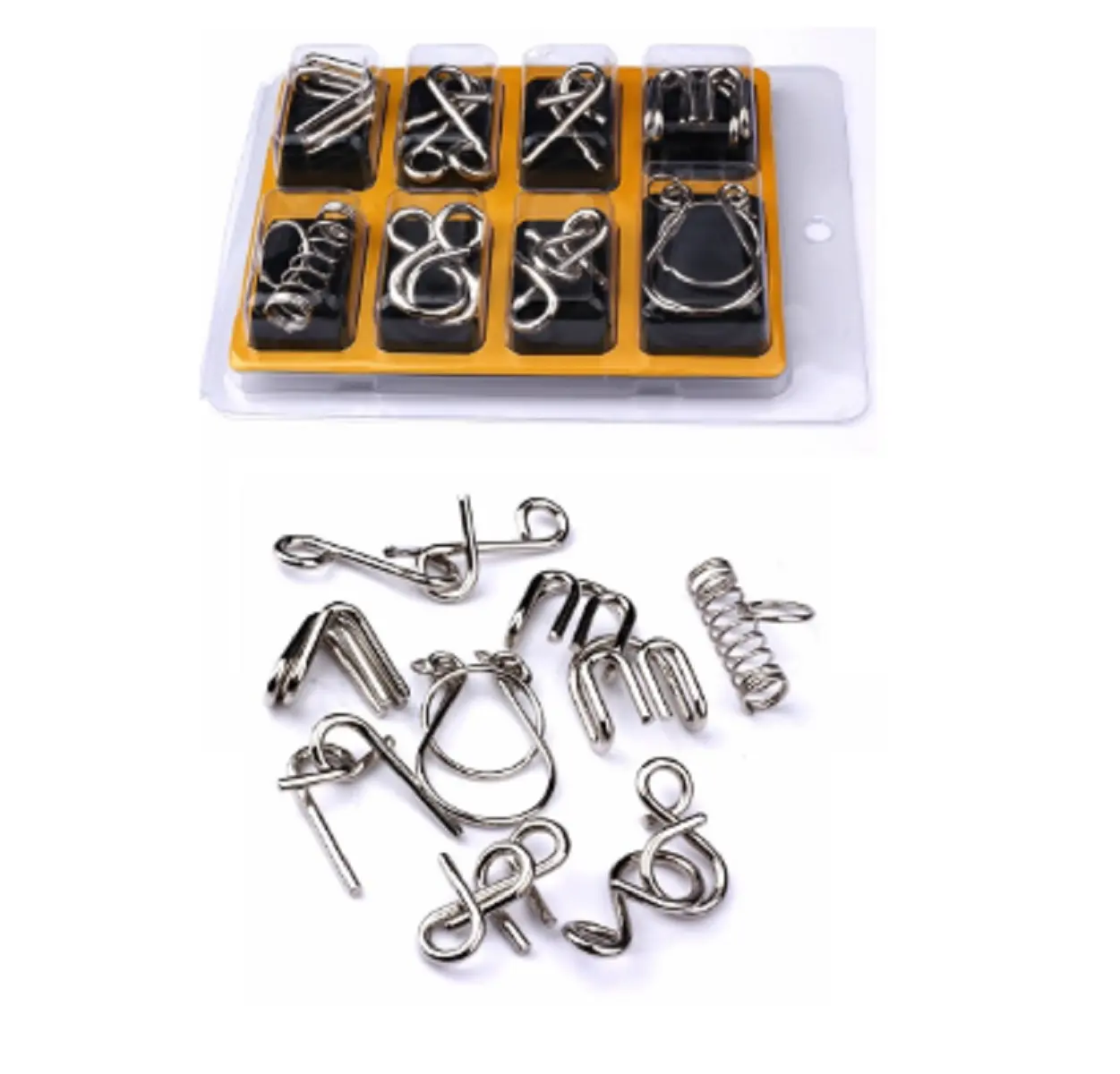 Metal Puzzle Logam 3D Brain Game 8in1 Latih Asah Otak IQ Balita Lansia