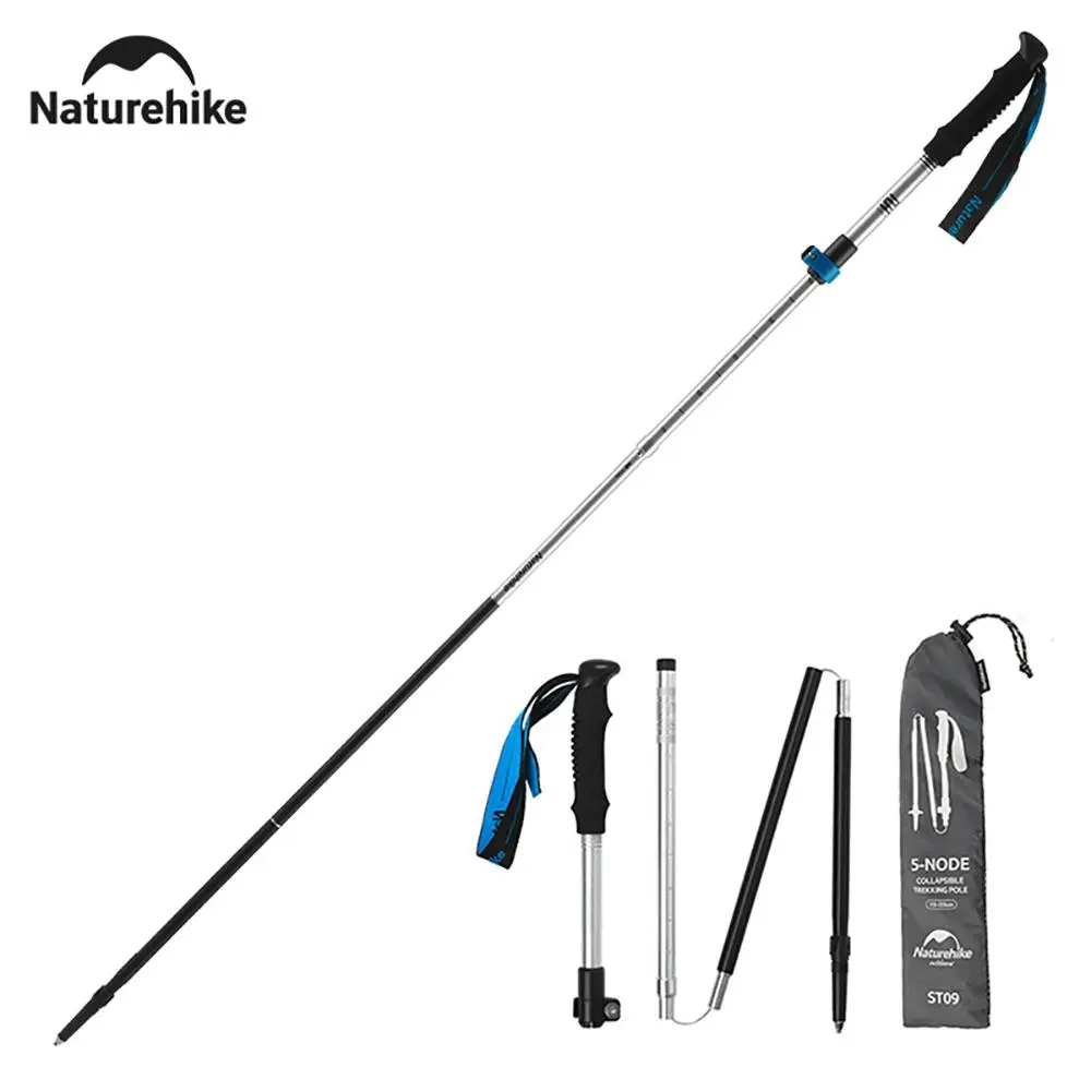 Naturehike Trekking Pole, Ultralight Folding Walking Cane, Portable Aluminum Hiking Telescopic Stick, Camping Walking Stick